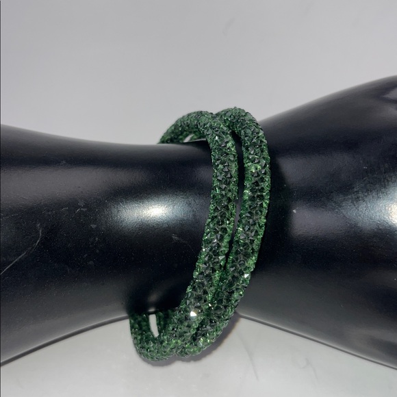 Authentic Swarovski Crystaldust Double Loop Bracelet/Bangle ~ in Green - Picture 7 of 14